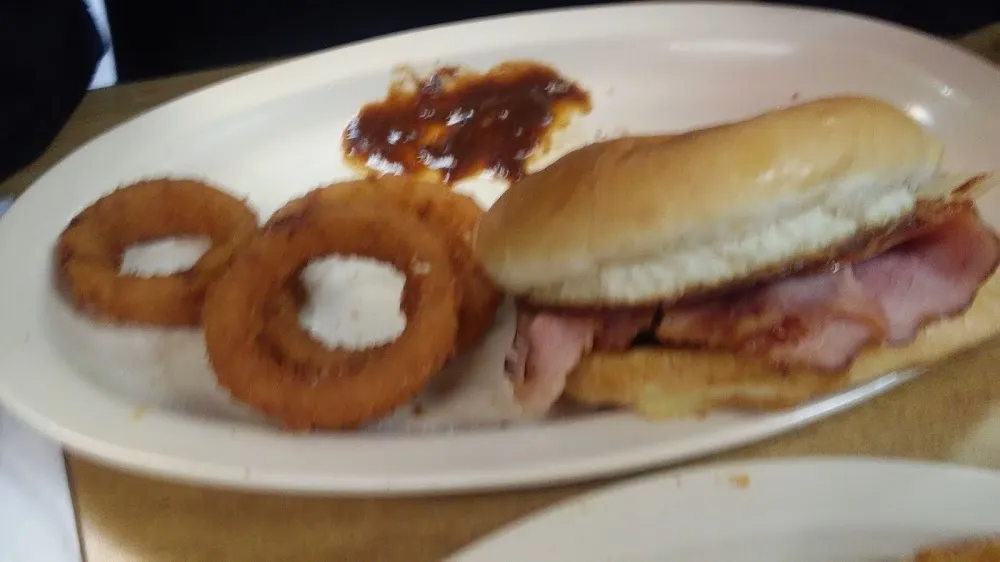 Burger and Onion Rings